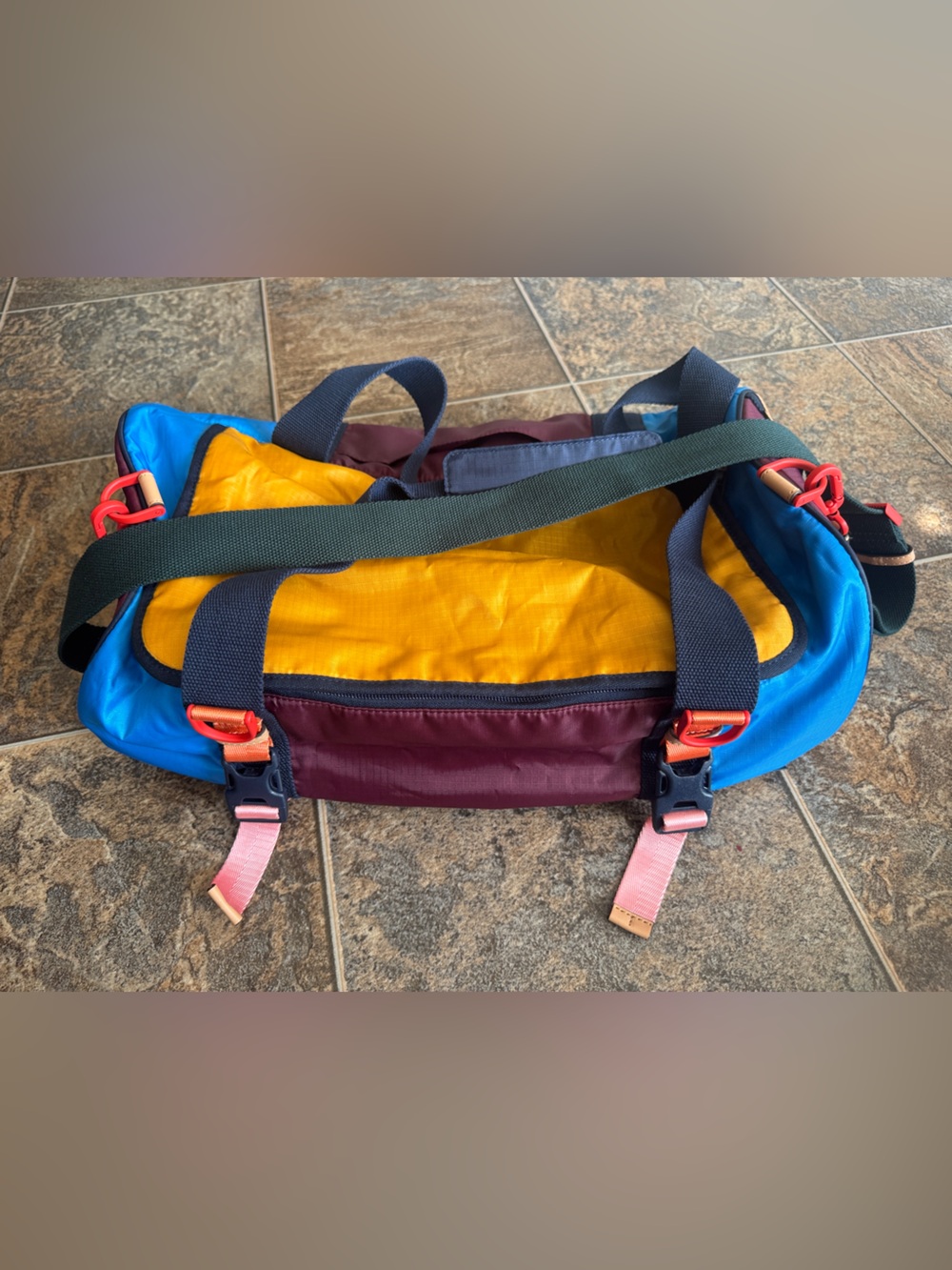 Tory Burch Ripstop Nylon Color-Block Duffle Bag- Multicolored